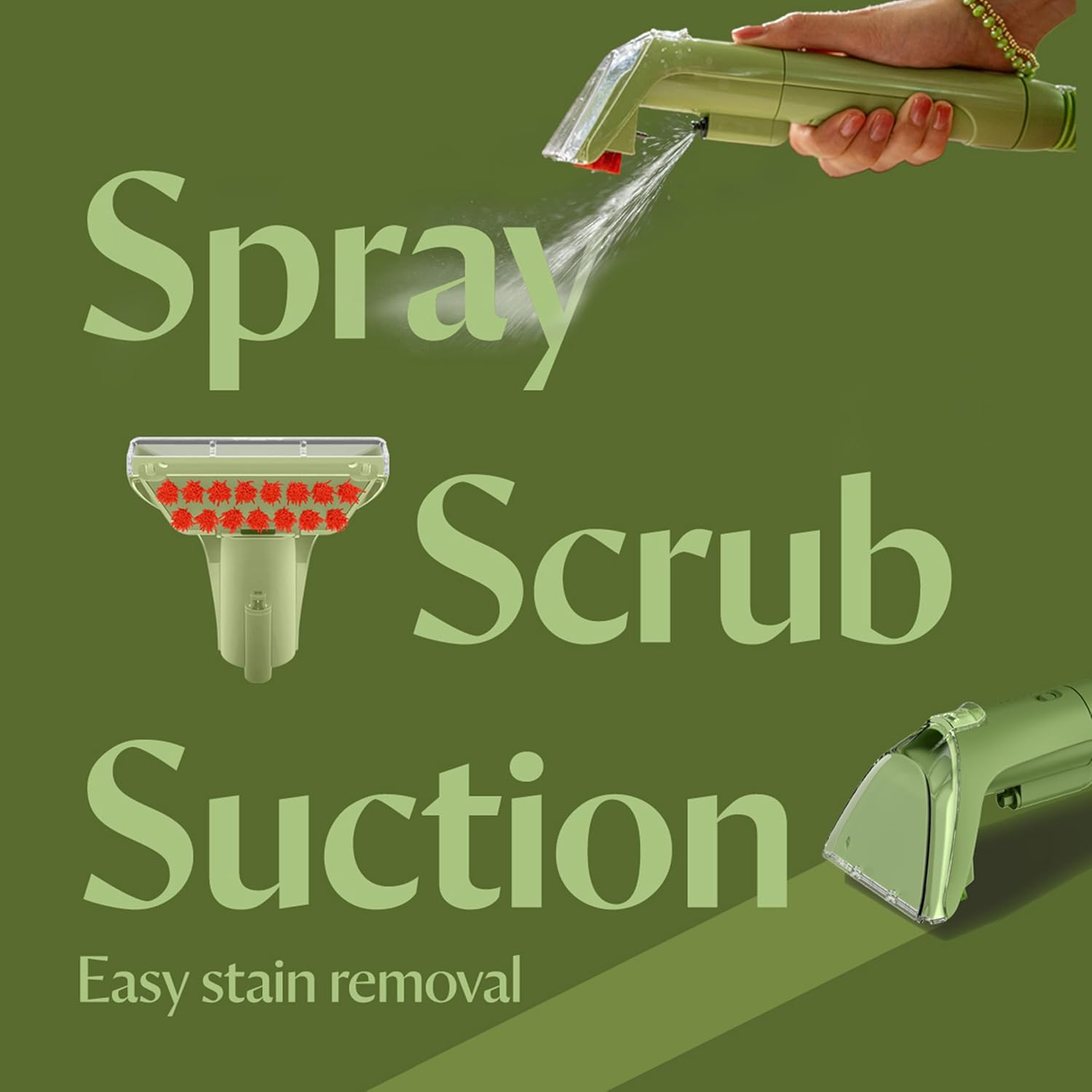 BISSELL Little Green 1400B demonstrating powerful stain removal on carpet surface