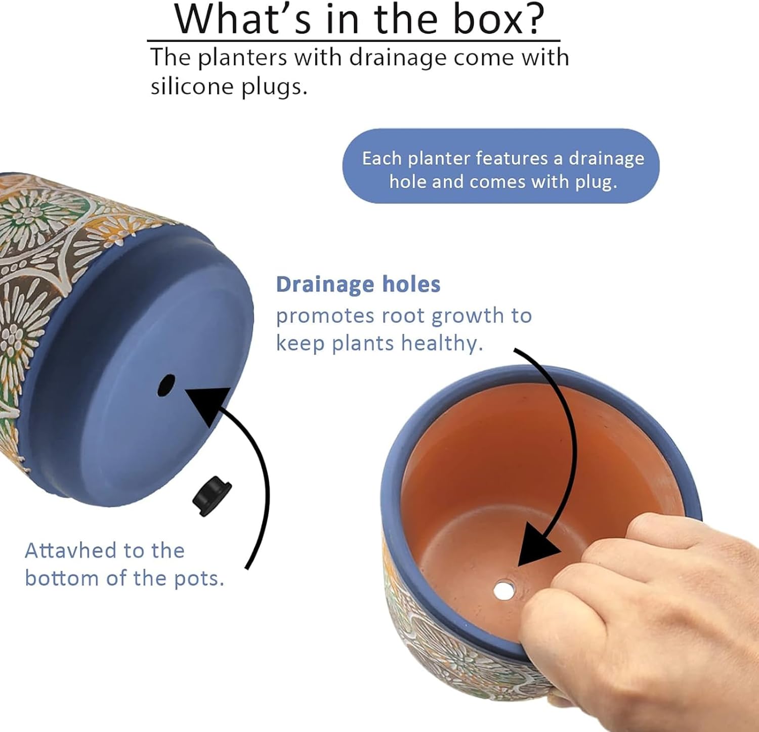 DeeCoo Embossed Ceramic Plant Pots - product photo