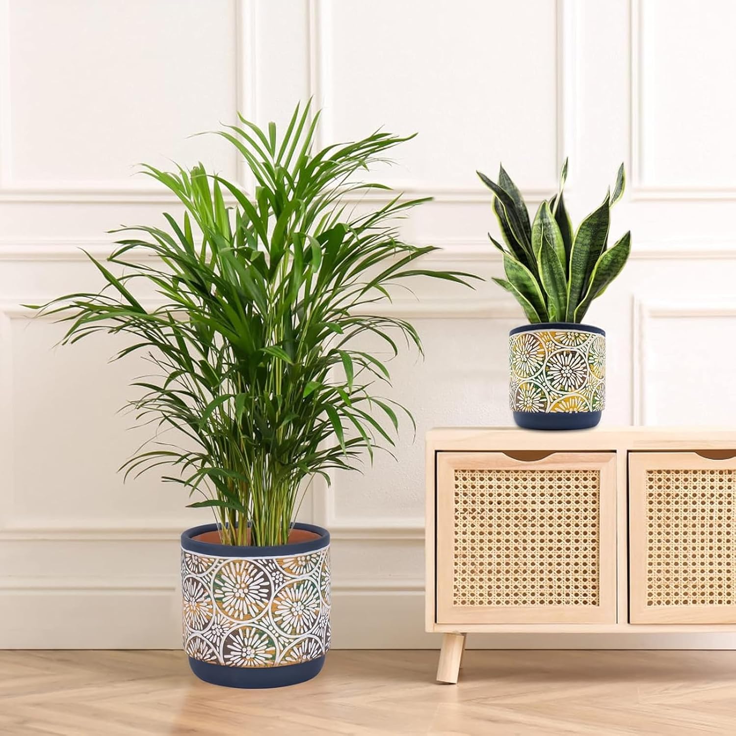 DeeCoo Embossed Ceramic Plant Pots - product photo