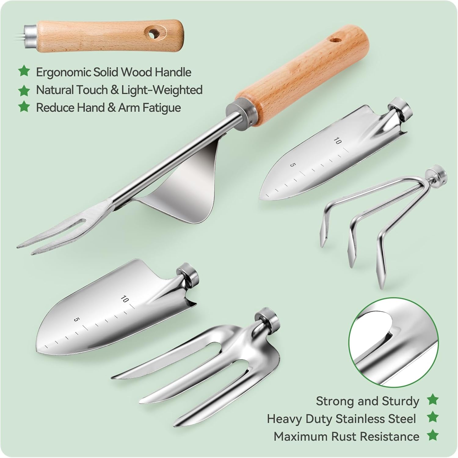 Grenebo Stainless Steel Garden Tool Set - product photo