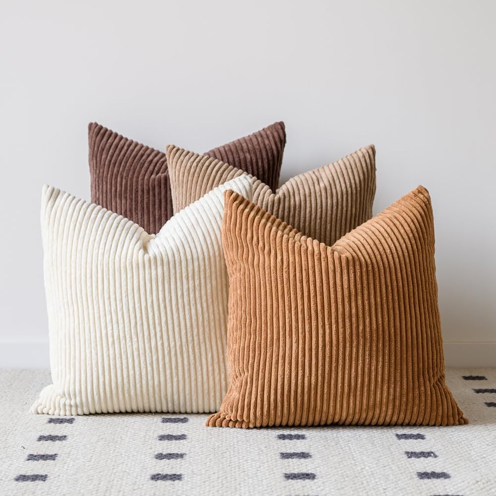 LANANAS Corduroy Throw Pillow Covers (Set of 4) - product photo