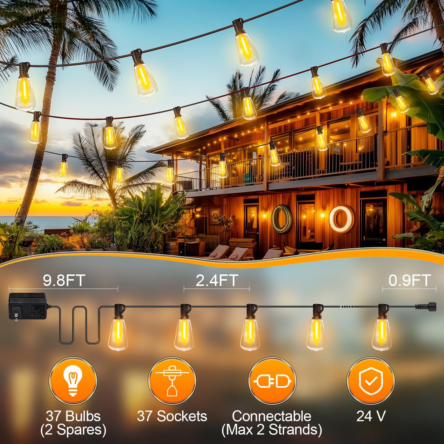 MGVIH LED Solar String Lights - product photo