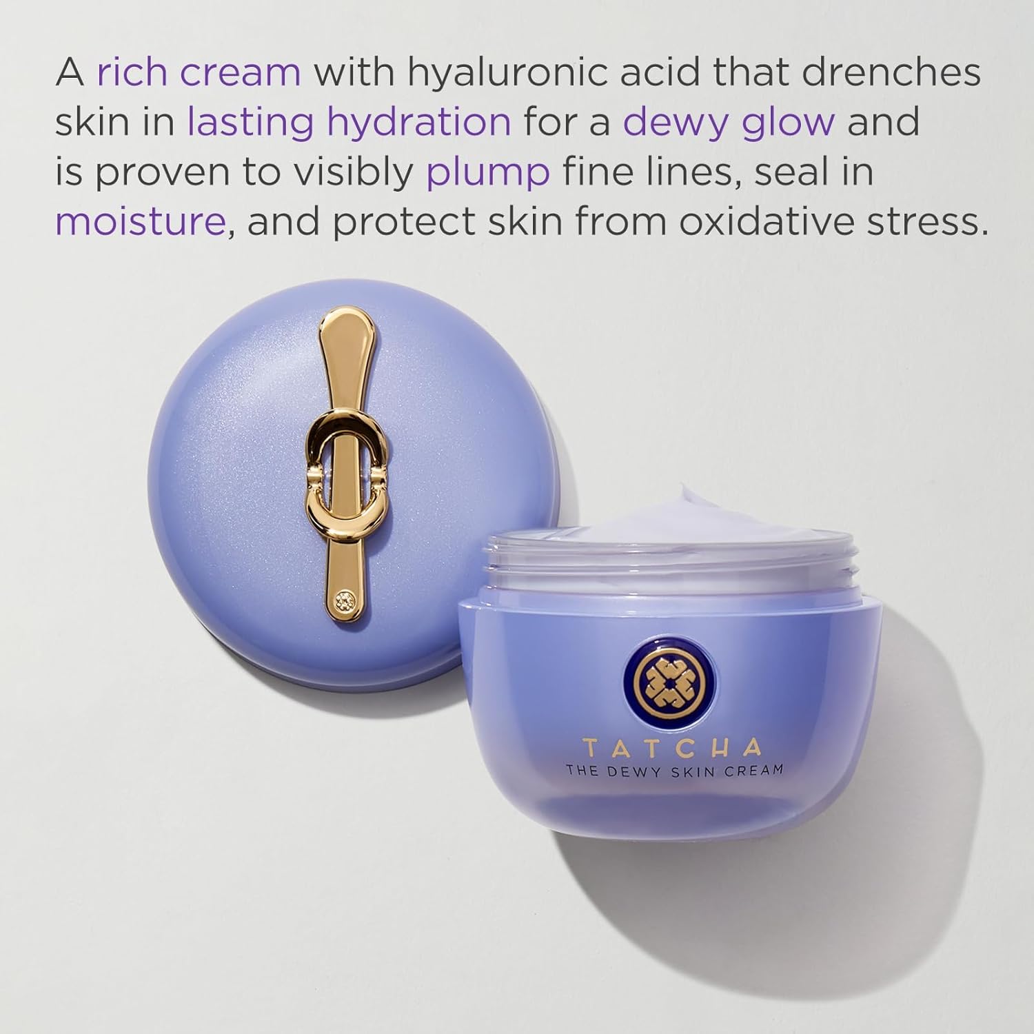 Close-up of Tatcha Dewy Skin Cream rich hydrating texture on skin